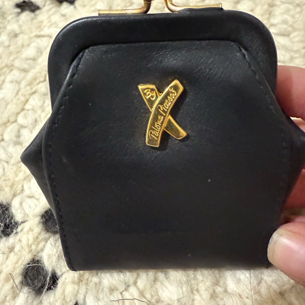 Paloma Picasso Black Leather Coin Pouch